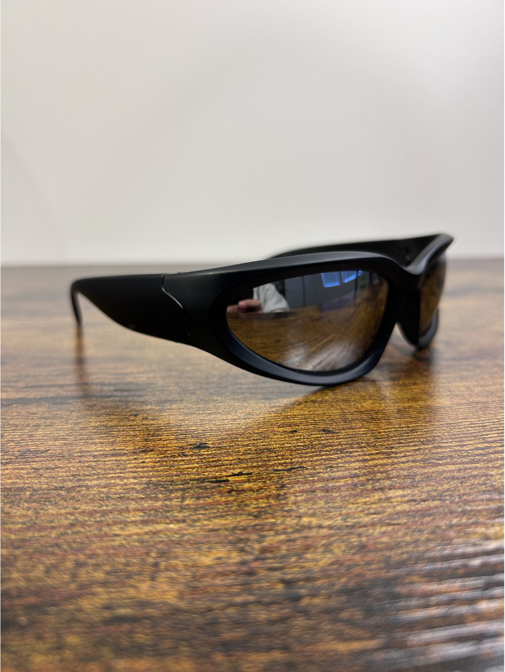 Black Sporty Wraparound Sunglasses with silver Lense